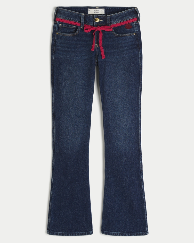 jeans bootcut a vita bassa effetto consumato lavaggio medio