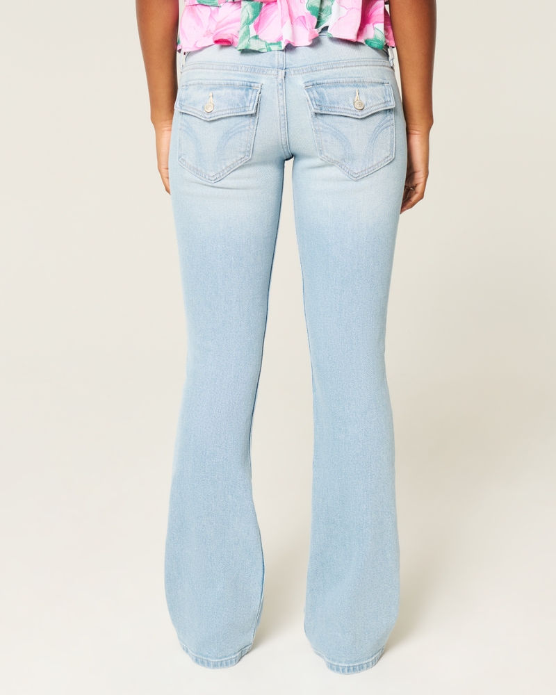 jeans bootcut ricamati a vita bassa e lavaggio profondo