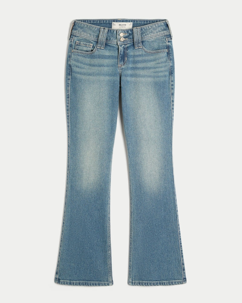 jeans bootcut a vita bassa con ricamo a farfalla e lavaggio medio