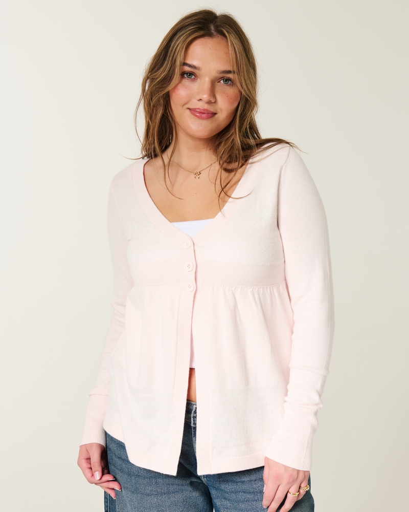 cardigan babydoll fluido a maniche lunghe