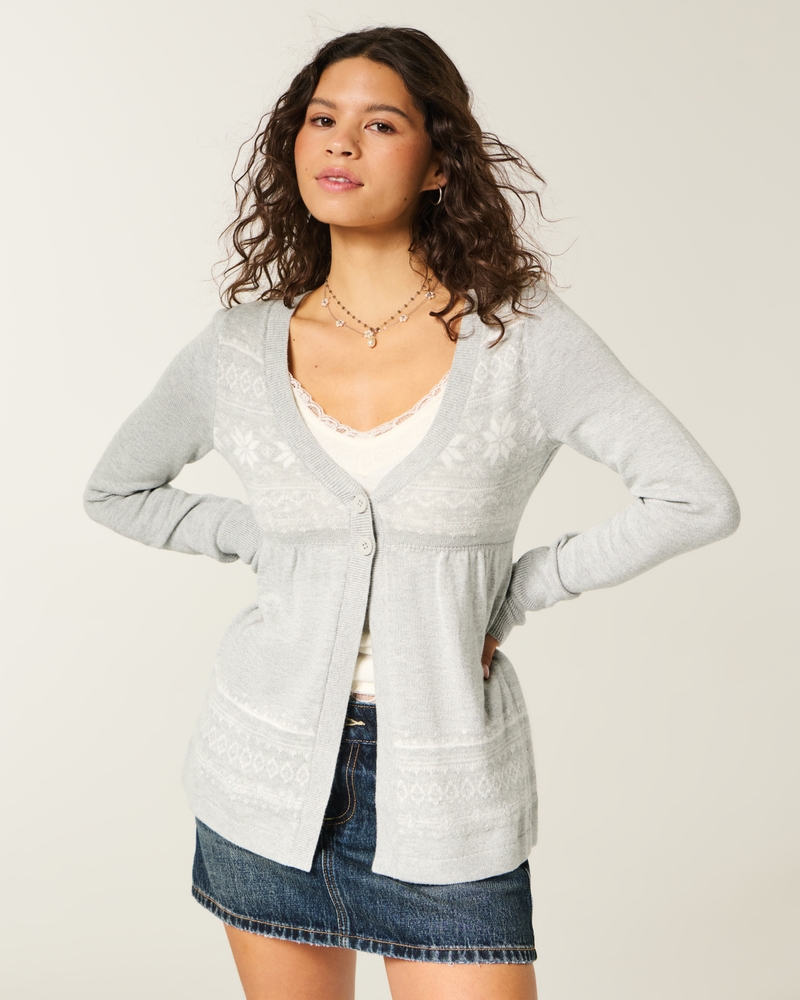 cardigan babydoll fluido a maniche lunghe