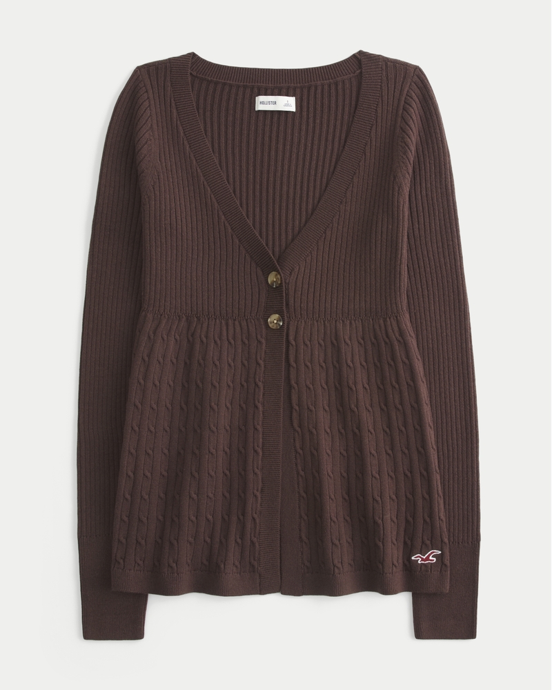 cardigan babydoll fluido a maniche lunghe