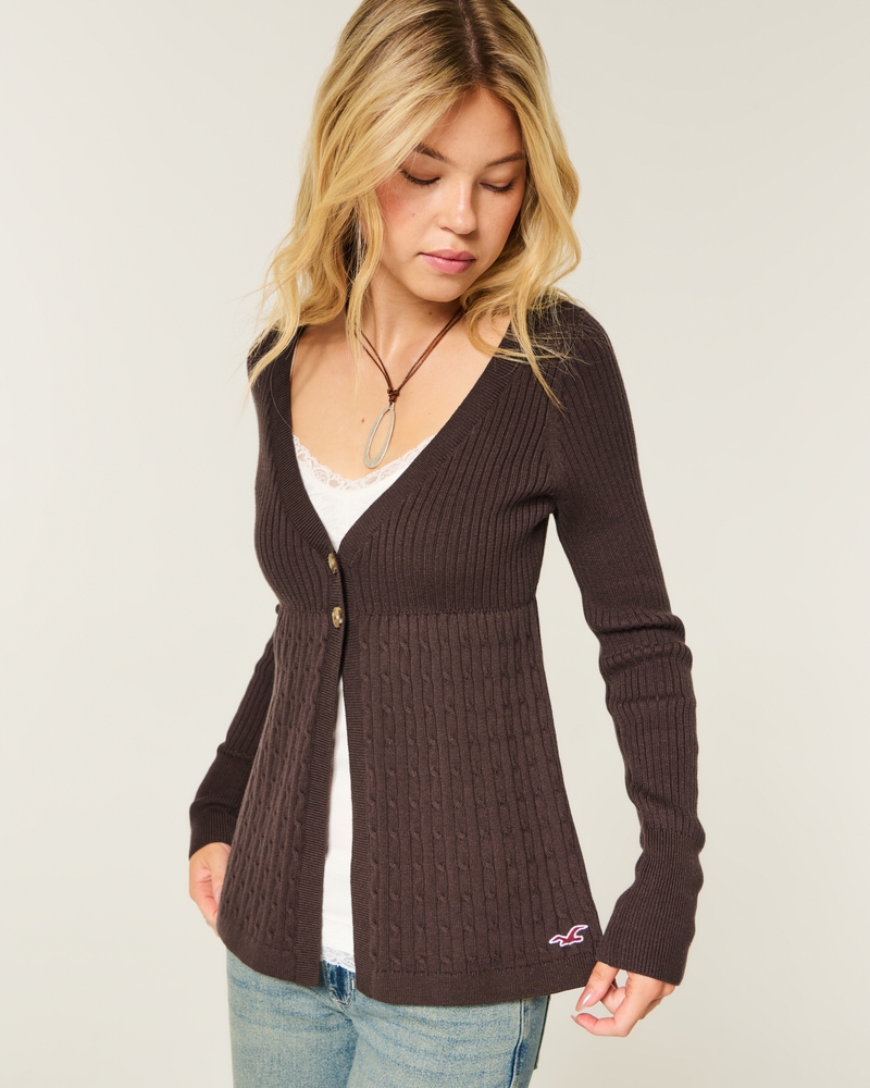 cardigan babydoll fluido a maniche lunghe