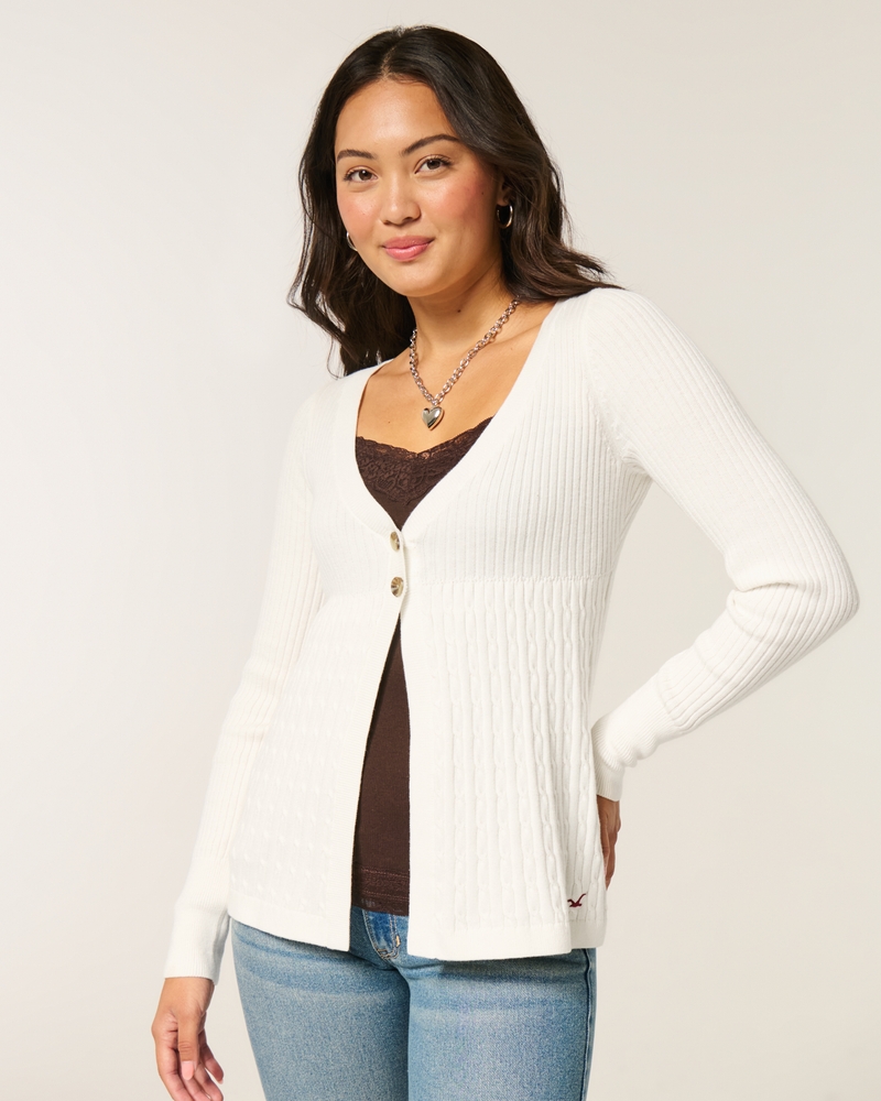 cardigan babydoll fluido a maniche lunghe