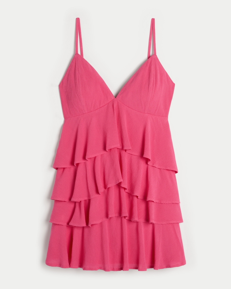 mini abito babydoll con scollo a v e volant