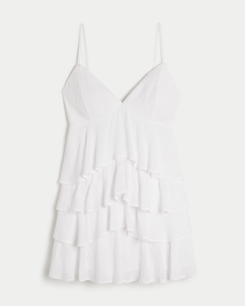 mini abito babydoll con scollo a v e volant