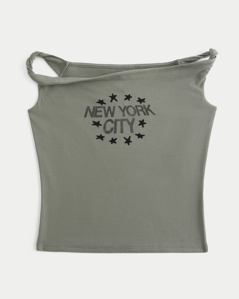 t-shirt con motivo velvet valley annodato e spalle scoperte