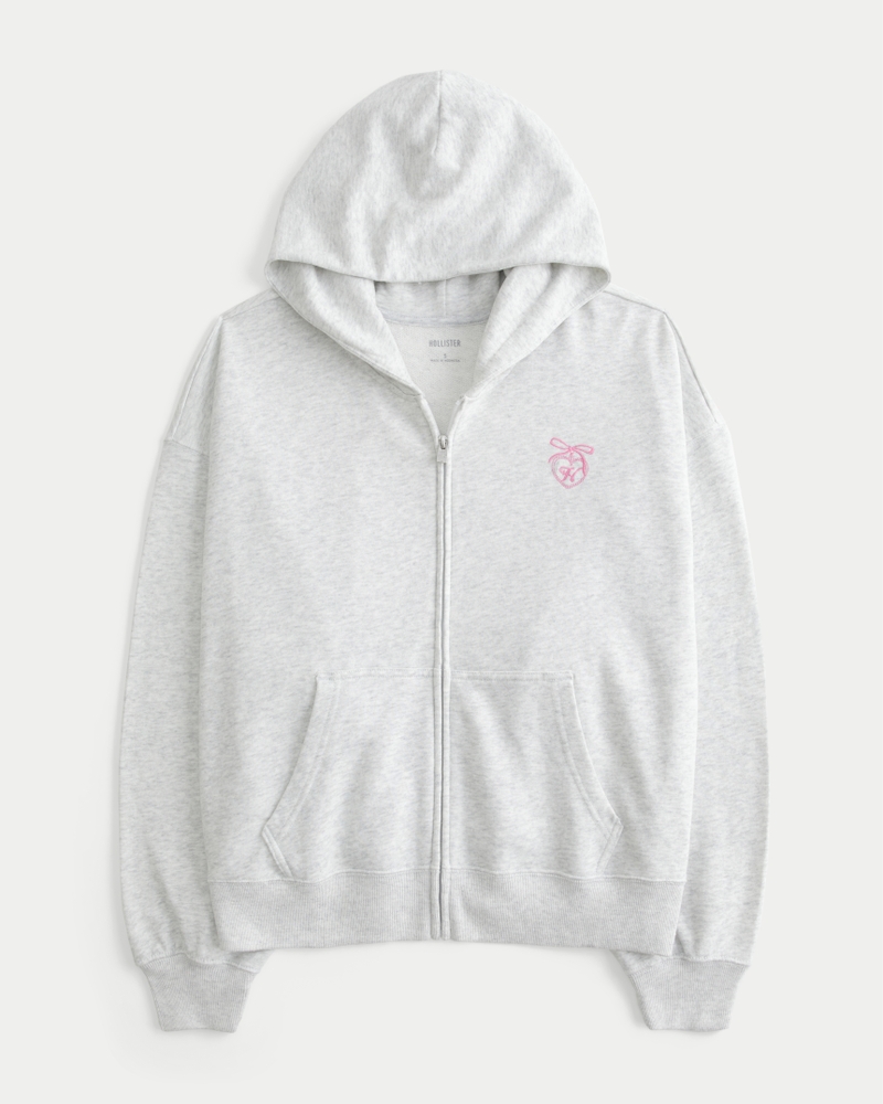 felpa con cappuccio e zip grafica oversize