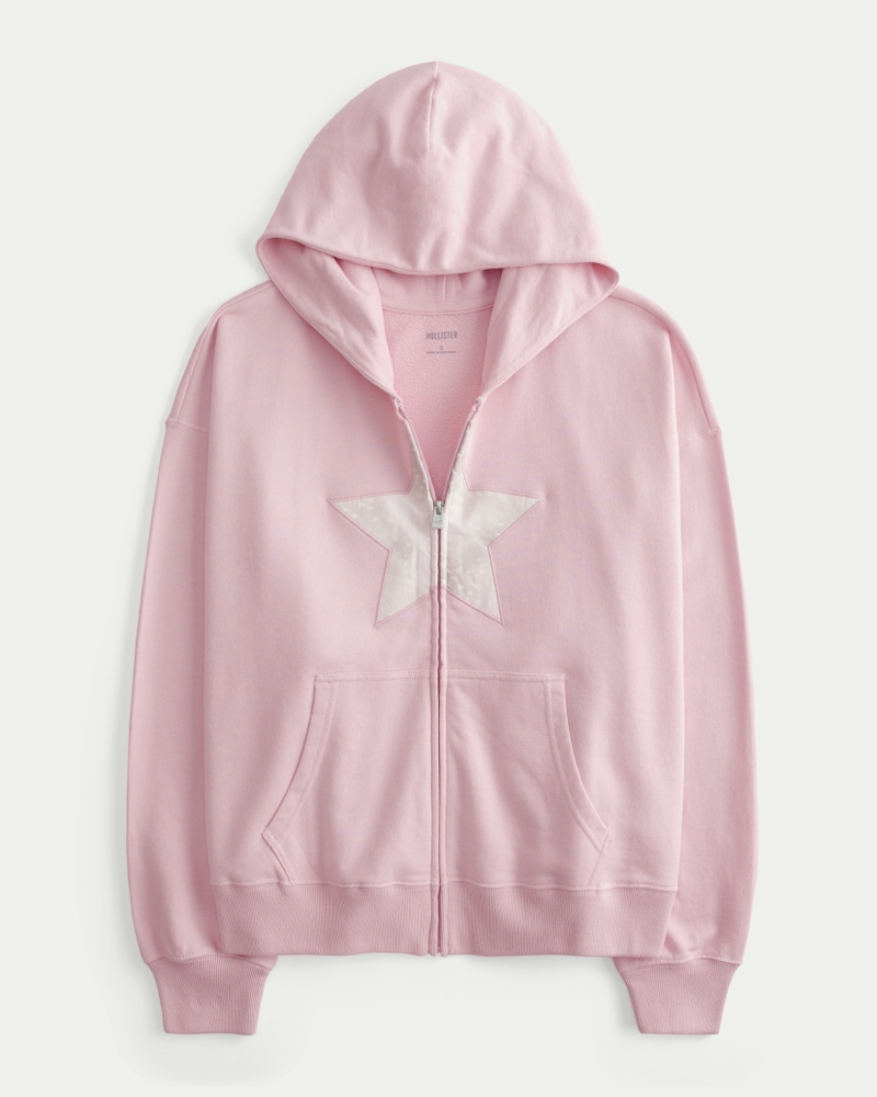felpa con cappuccio e zip grafica oversize