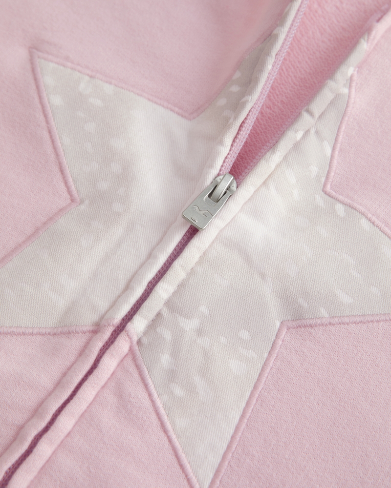 felpa con cappuccio e zip grafica oversize
