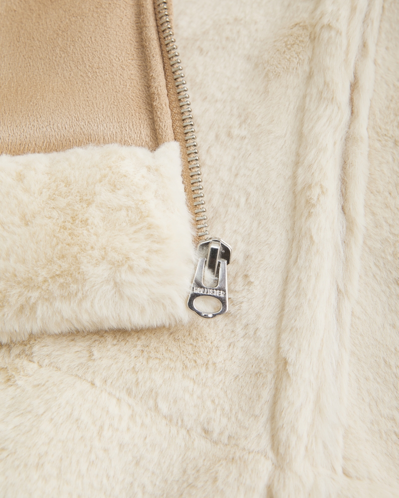 giacca con cappuccio in pelliccia sintetica shearling sintetico e cashmere