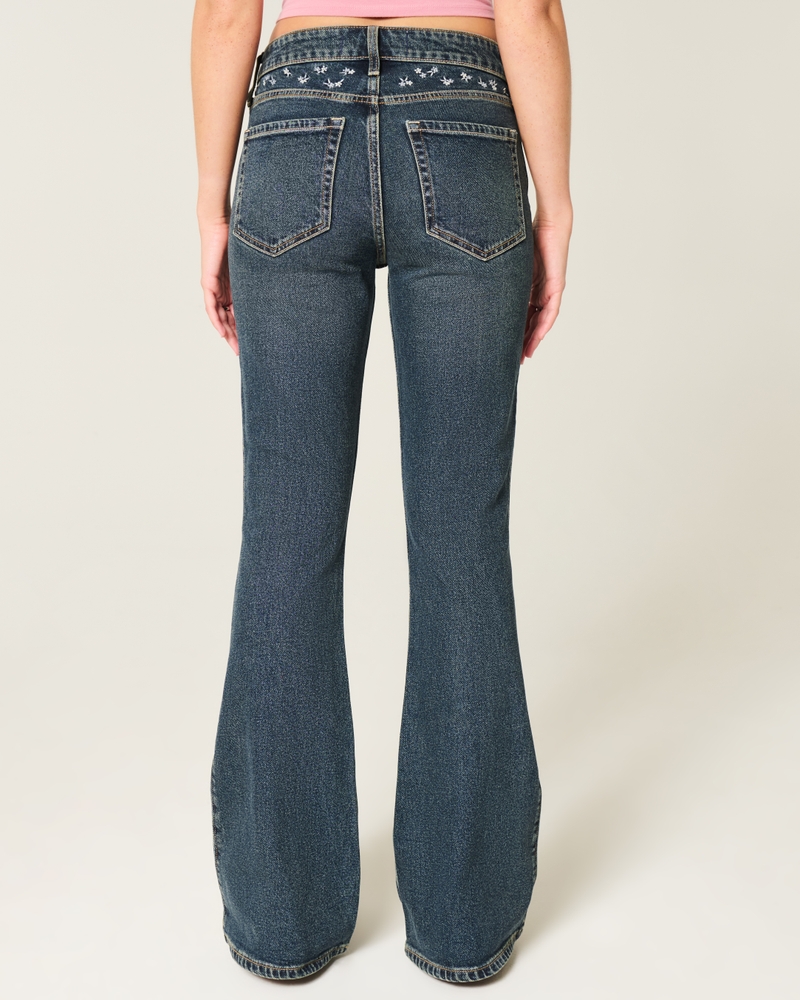 jeans svasati a vita alta neri lavati e ricamati