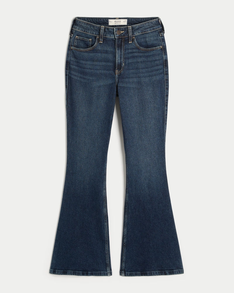 jeans svasati a vita alta neri lavati e ricamati