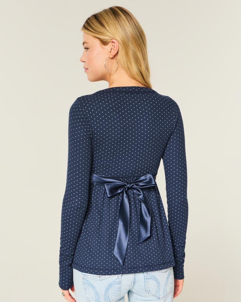 top babydoll avvolgente casual a maniche lunghe