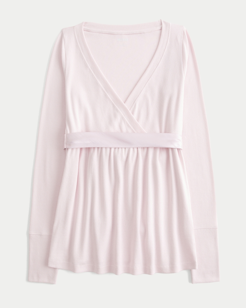 top babydoll avvolgente casual a maniche lunghe