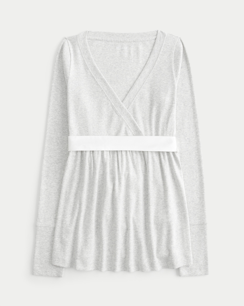 top babydoll avvolgente casual a maniche lunghe