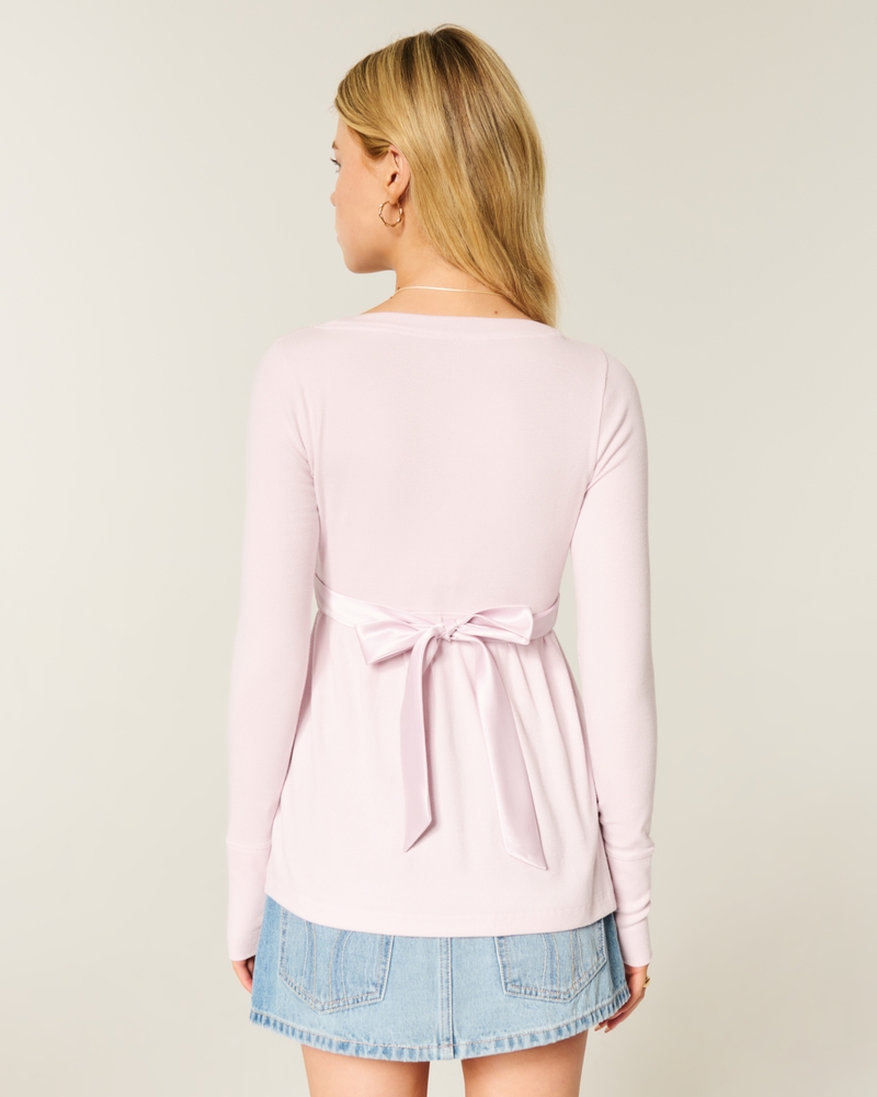 top babydoll avvolgente casual a maniche lunghe