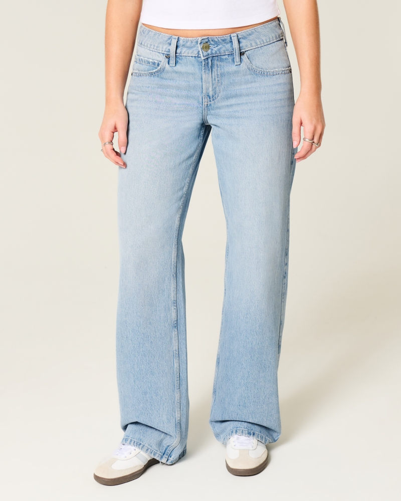 jeans larghi a vita bassa lavaggio medio patchwork fantasia