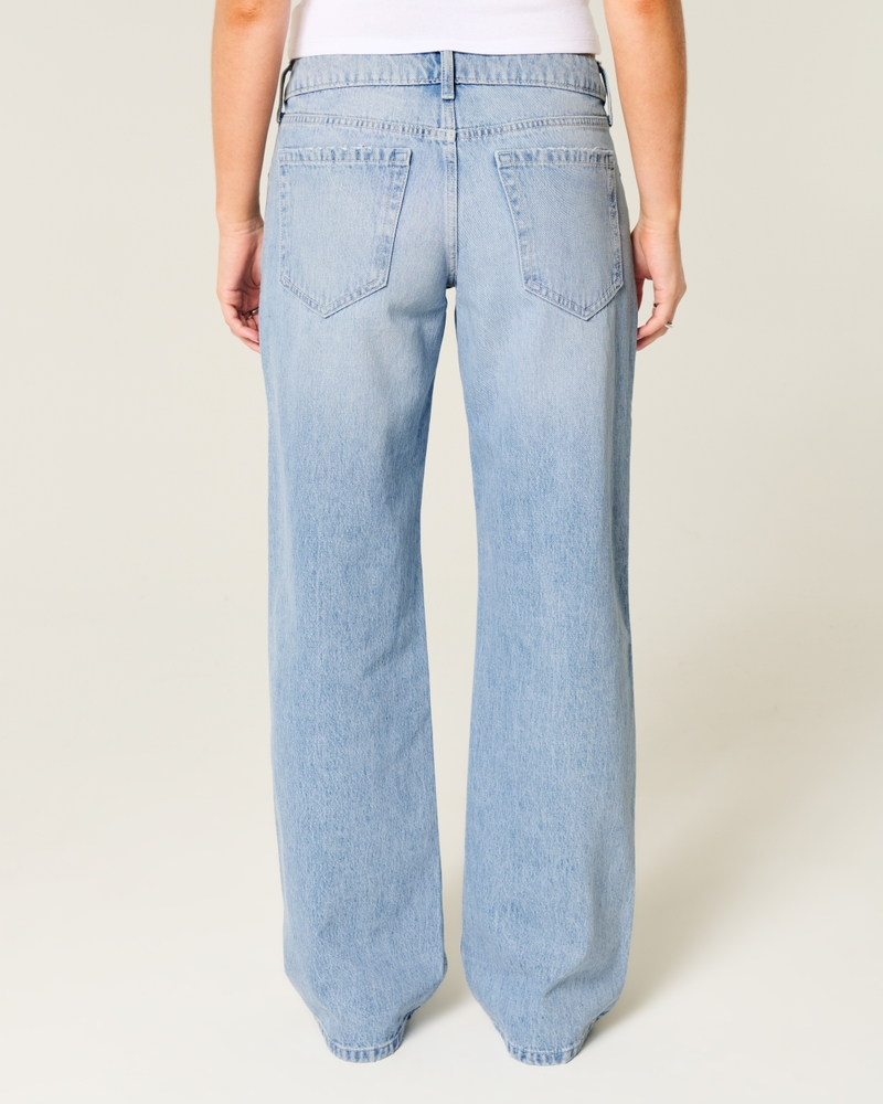 jeans larghi a vita bassa lavaggio medio patchwork fantasia