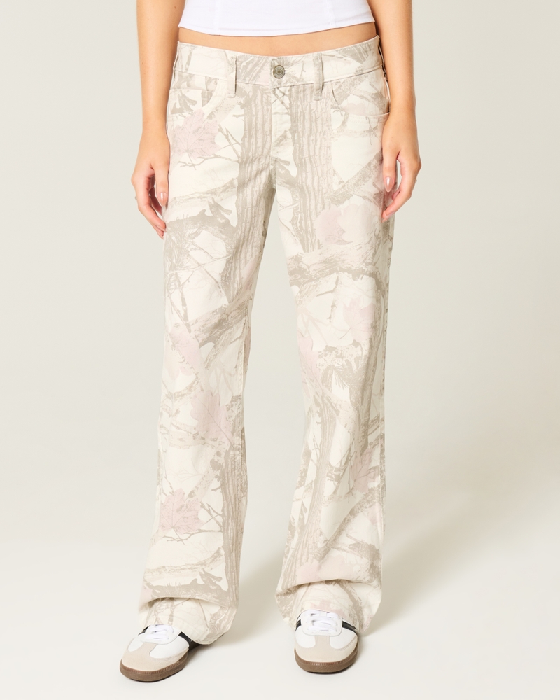jeans larghi a vita bassa lavaggio medio patchwork fantasia