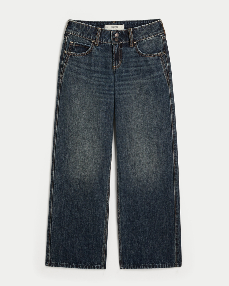 jeans a vita bassa con lavaggio medio y2k e sacchi