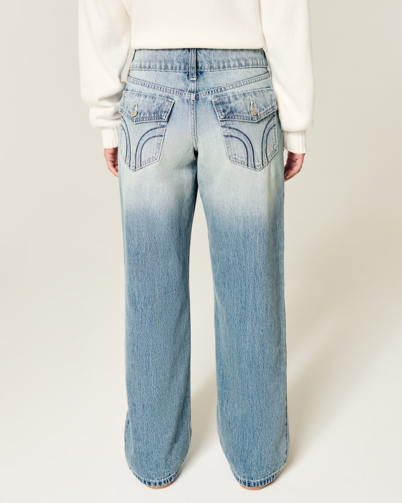 jeans a vita bassa con lavaggio medio y2k e sacchi