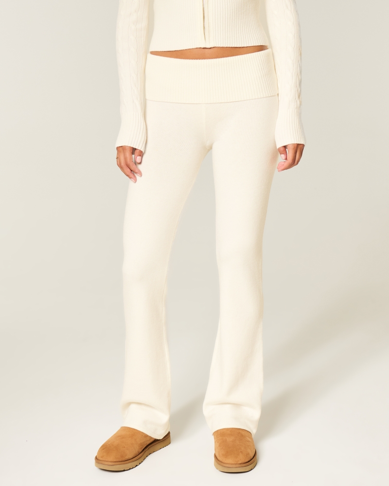 pantaloni a zampa piegati in maglia gilly hicks