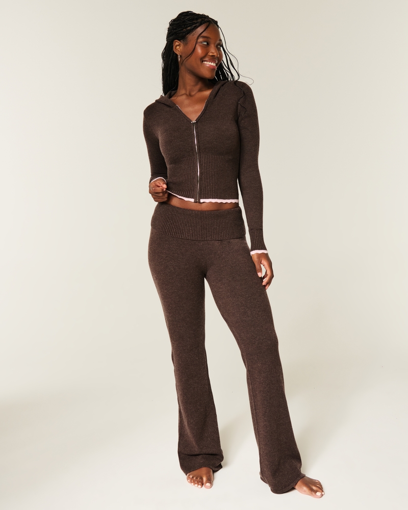 pantaloni a zampa piegati in maglia gilly hicks