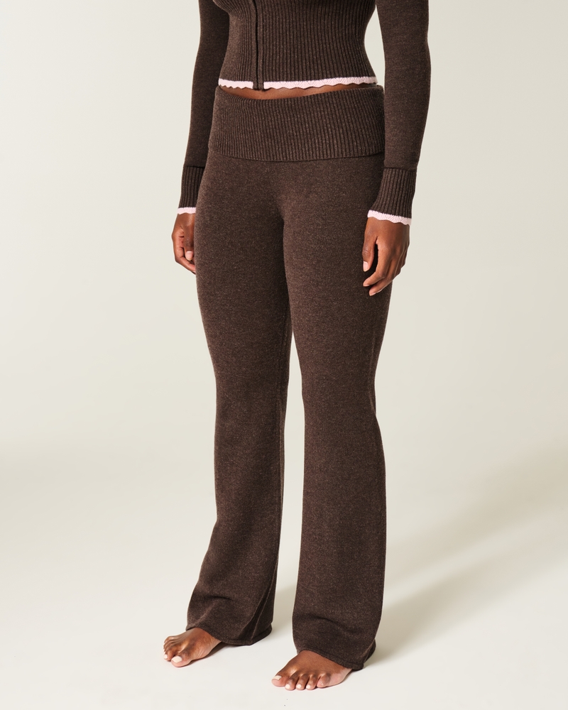 pantaloni a zampa piegati in maglia gilly hicks