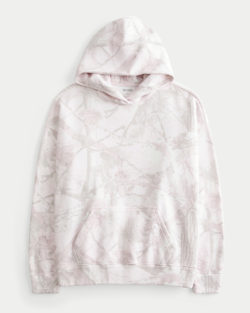 felpa oversize con cappuccio mimetico rosa