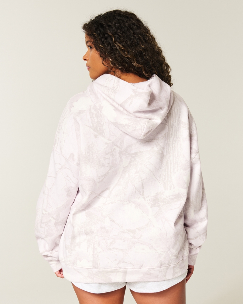 felpa oversize con cappuccio mimetico rosa