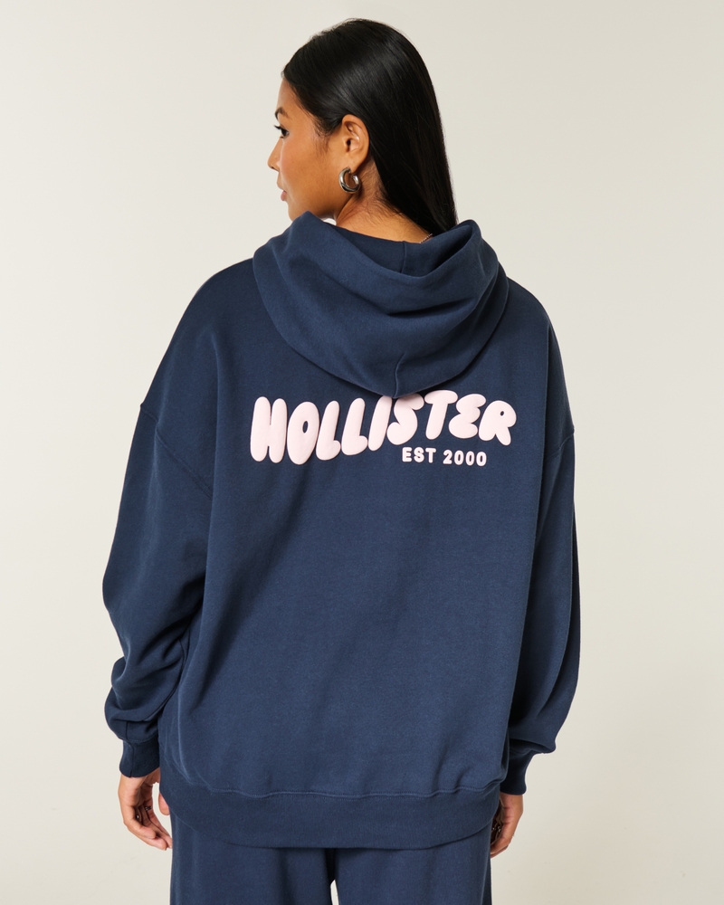felpa oversize con cappuccio e logo hollister feel good