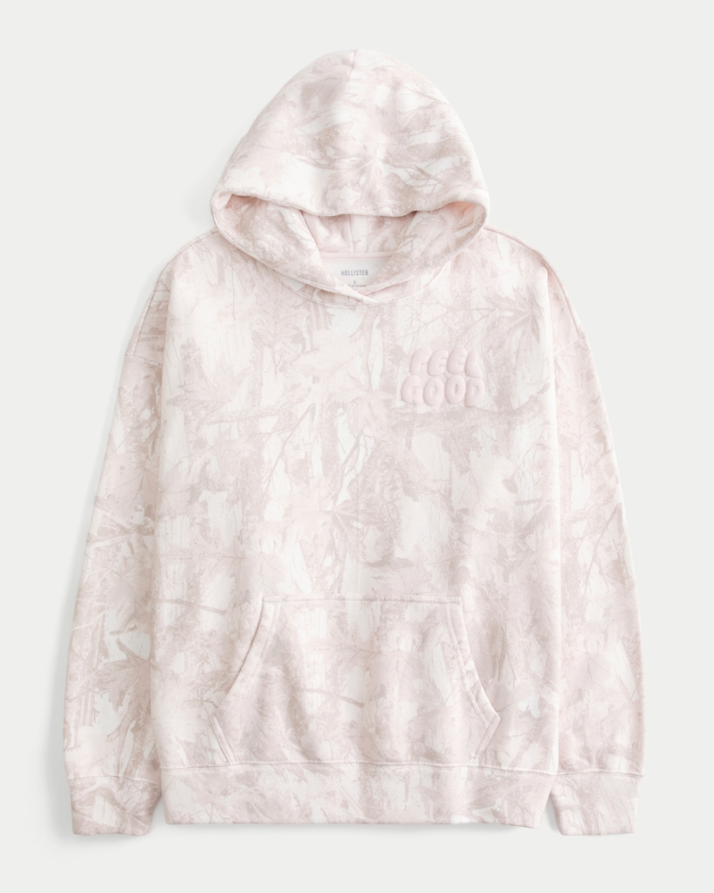 felpa oversize con cappuccio e logo hollister feel good