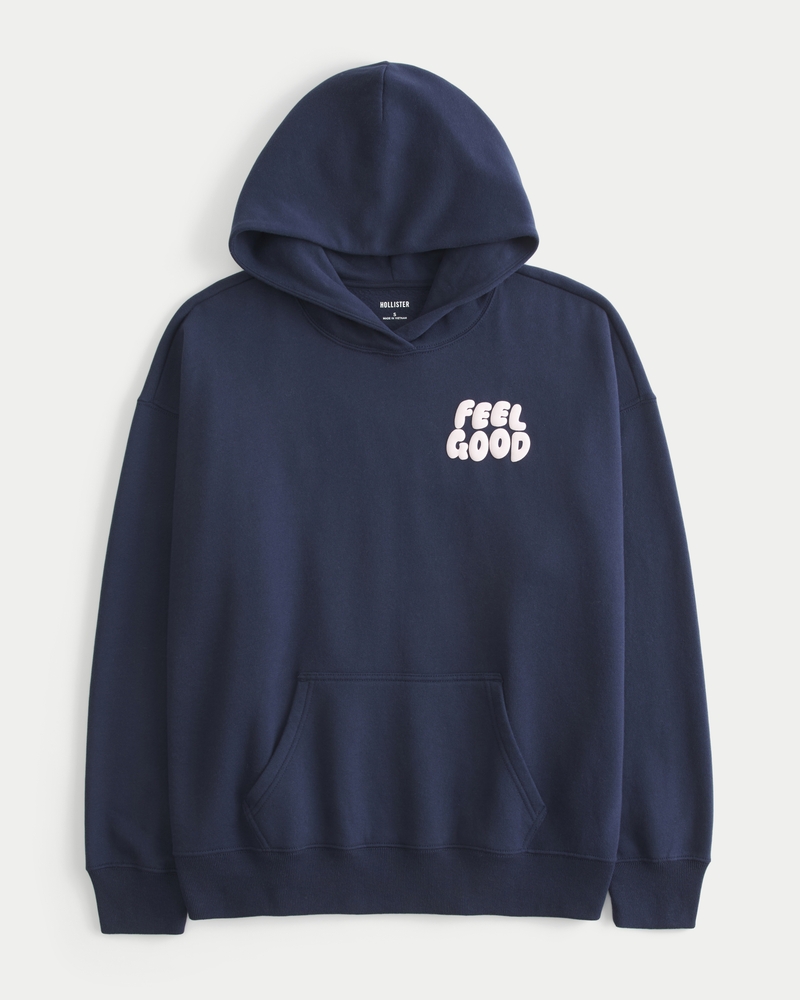 felpa oversize con cappuccio e logo hollister feel good