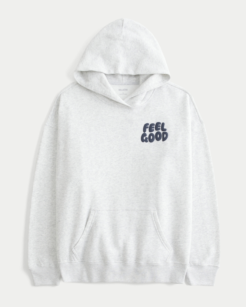 felpa oversize con cappuccio e logo hollister feel good