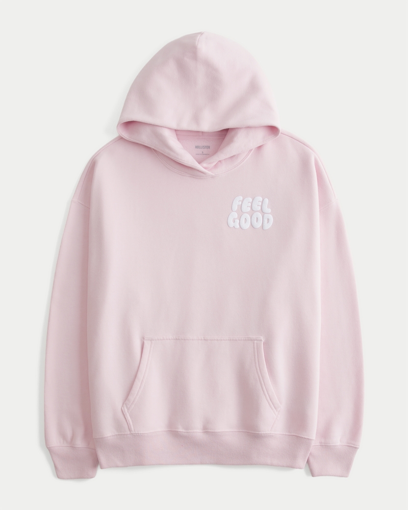 felpa oversize con cappuccio e logo hollister feel good