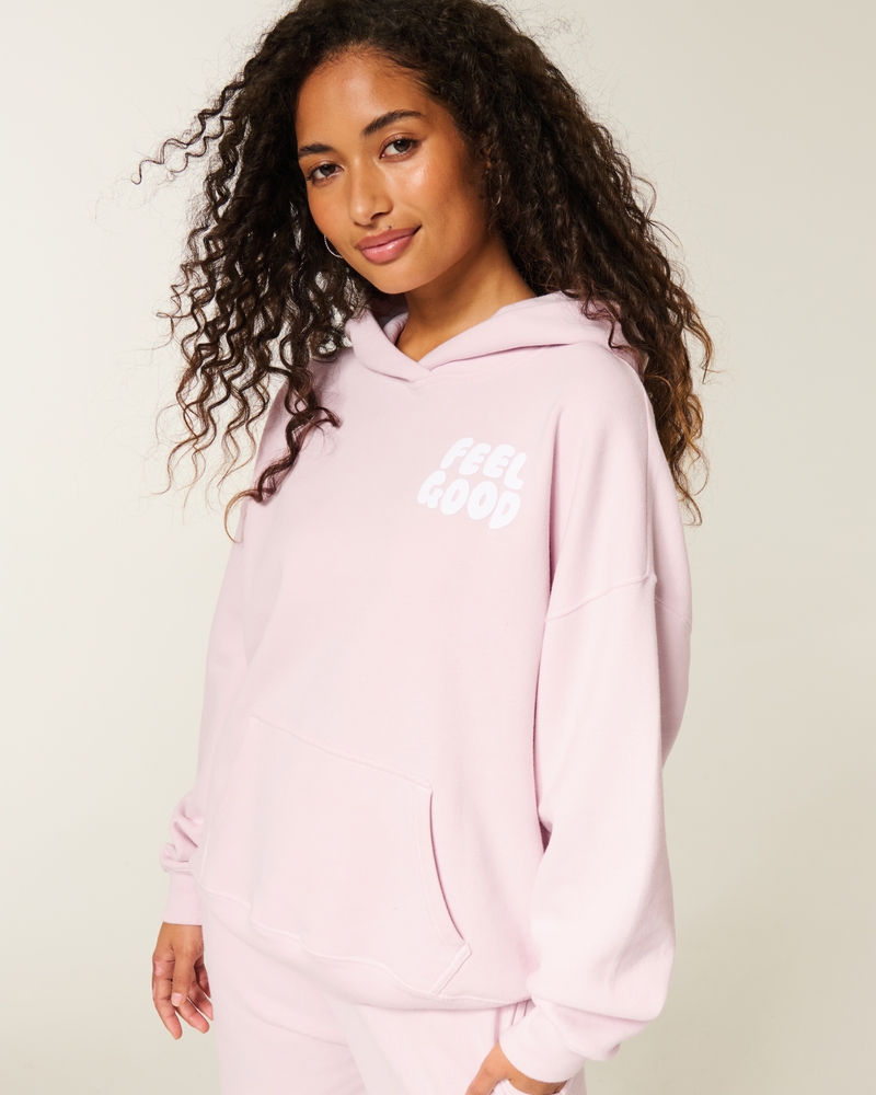 felpa oversize con cappuccio e logo hollister feel good