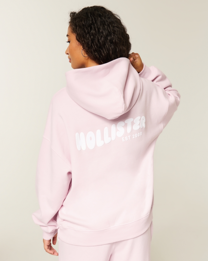 felpa oversize con cappuccio e logo hollister feel good