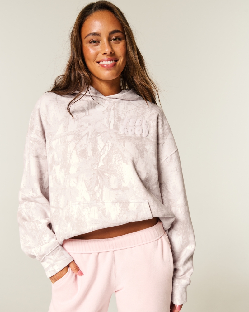 felpa oversize con cappuccio e logo hollister feel good