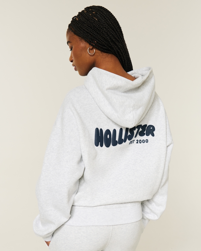 felpa oversize con cappuccio e logo hollister feel good