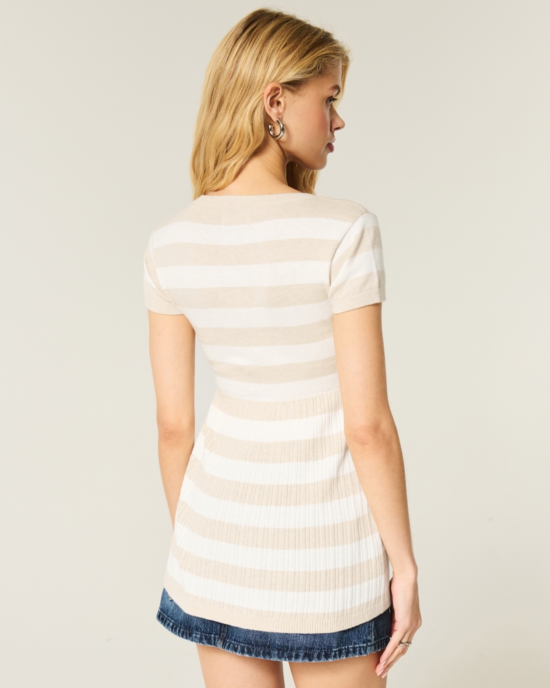 top babydoll a maniche corte con colletto henley