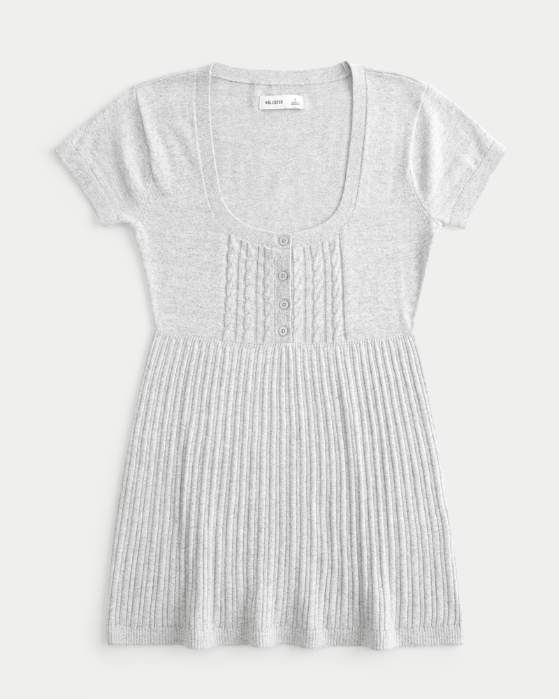 top babydoll a maniche corte con colletto henley
