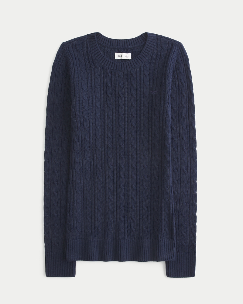 maglione girocollo con motivo a trecce