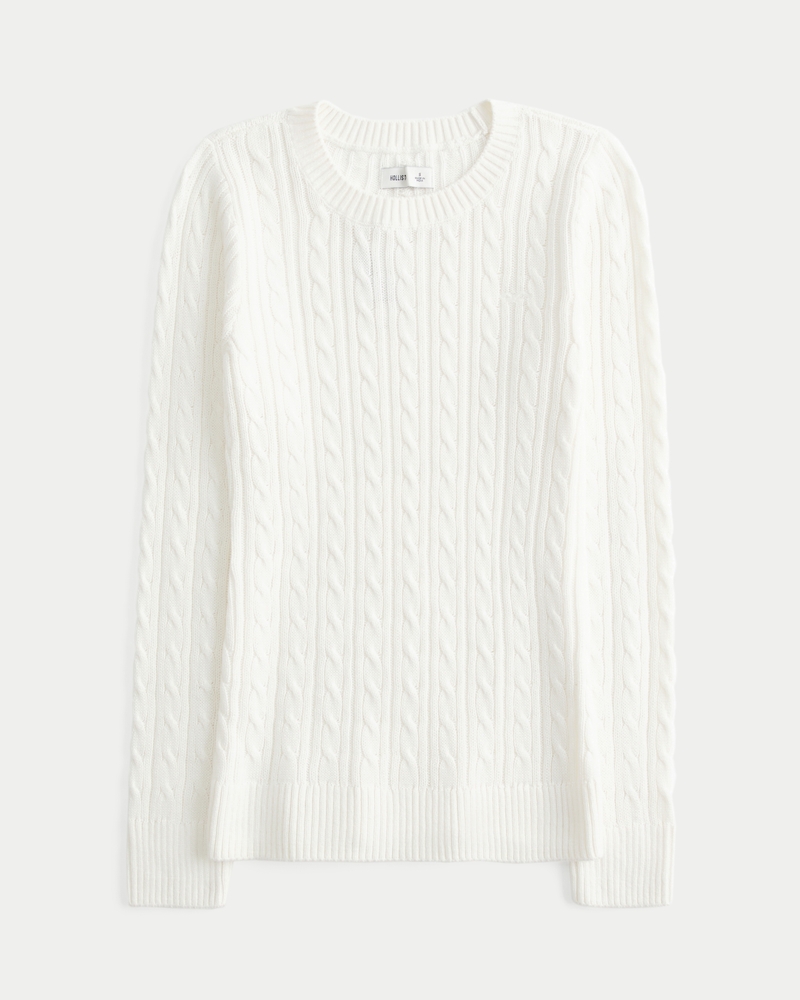 maglione girocollo con motivo a trecce
