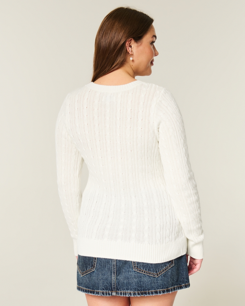 maglione girocollo con motivo a trecce
