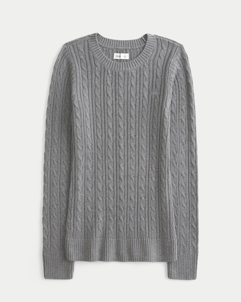 maglione girocollo con motivo a trecce