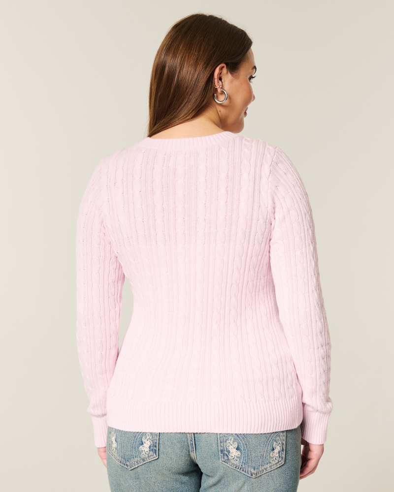 maglione girocollo con motivo a trecce