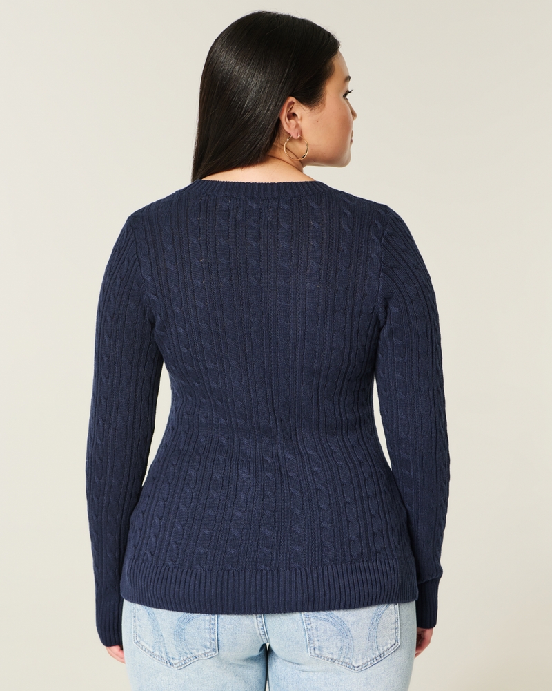 maglione girocollo con motivo a trecce