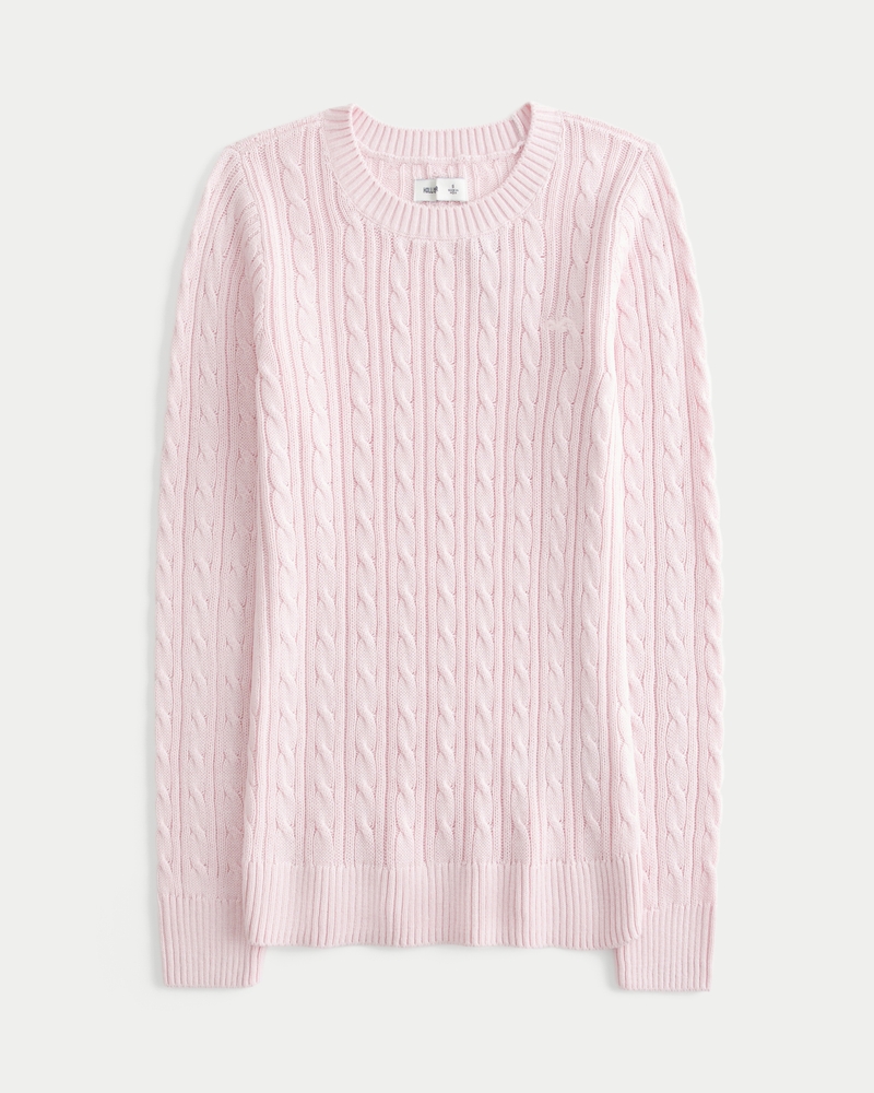 maglione girocollo con motivo a trecce