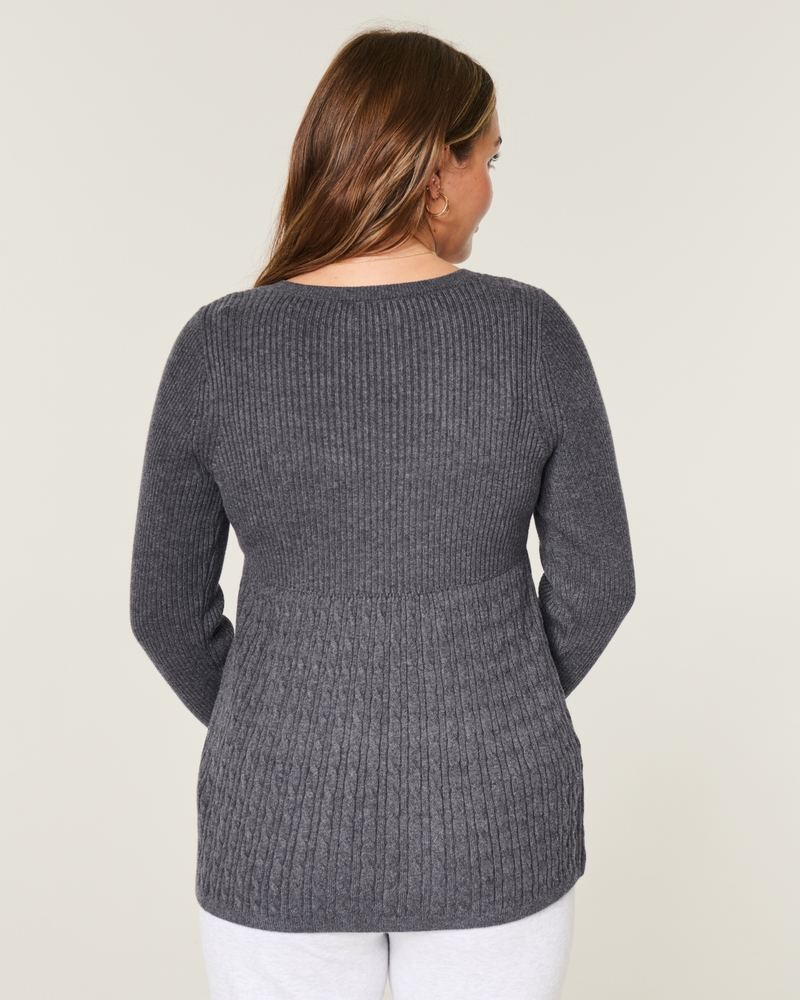 maglione a maniche lunghe con colletto quadrato in stile peter pan